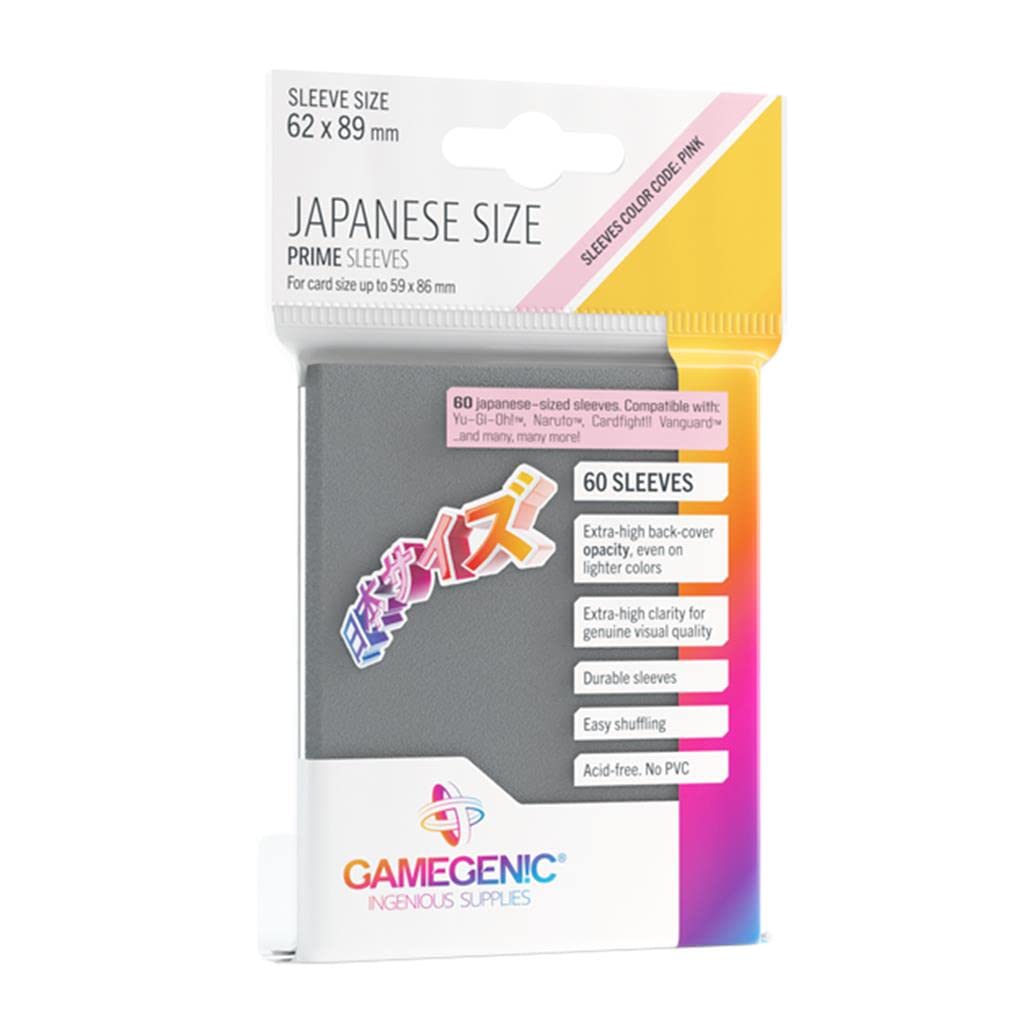 Gamegenic Prime Japanese Sized Sleeves - Dark Gray | 60 Count | 100 Micron Thickness