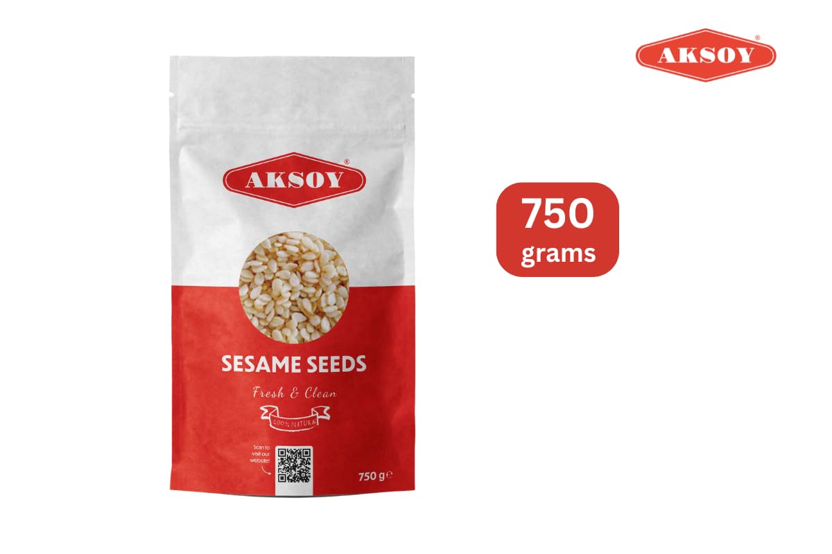 AKSOY Sesame Seeds - 750g Premium Natural Whole Seeds | Rich Nutty Flavor | Non-GMO 5