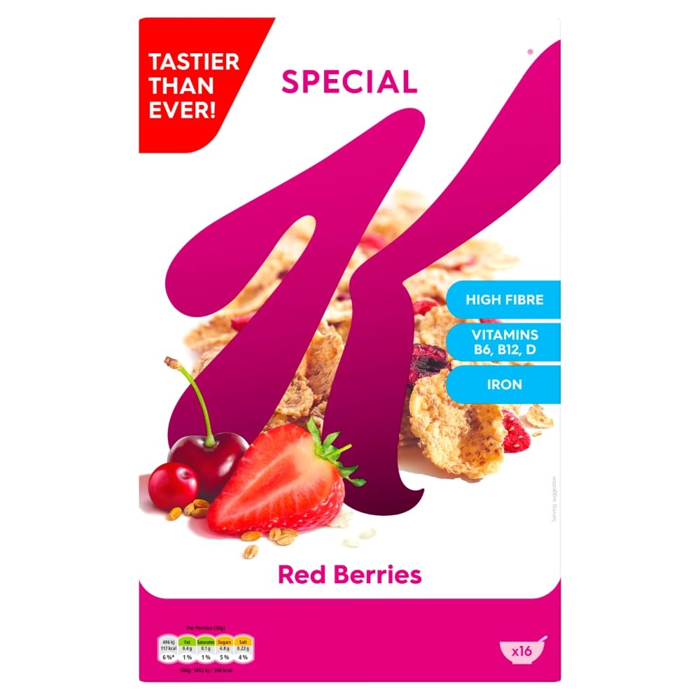 Special K Red Berries Breakfast Cereal - Multigrain Flakes with Strawberries & Cherries | 500g 1