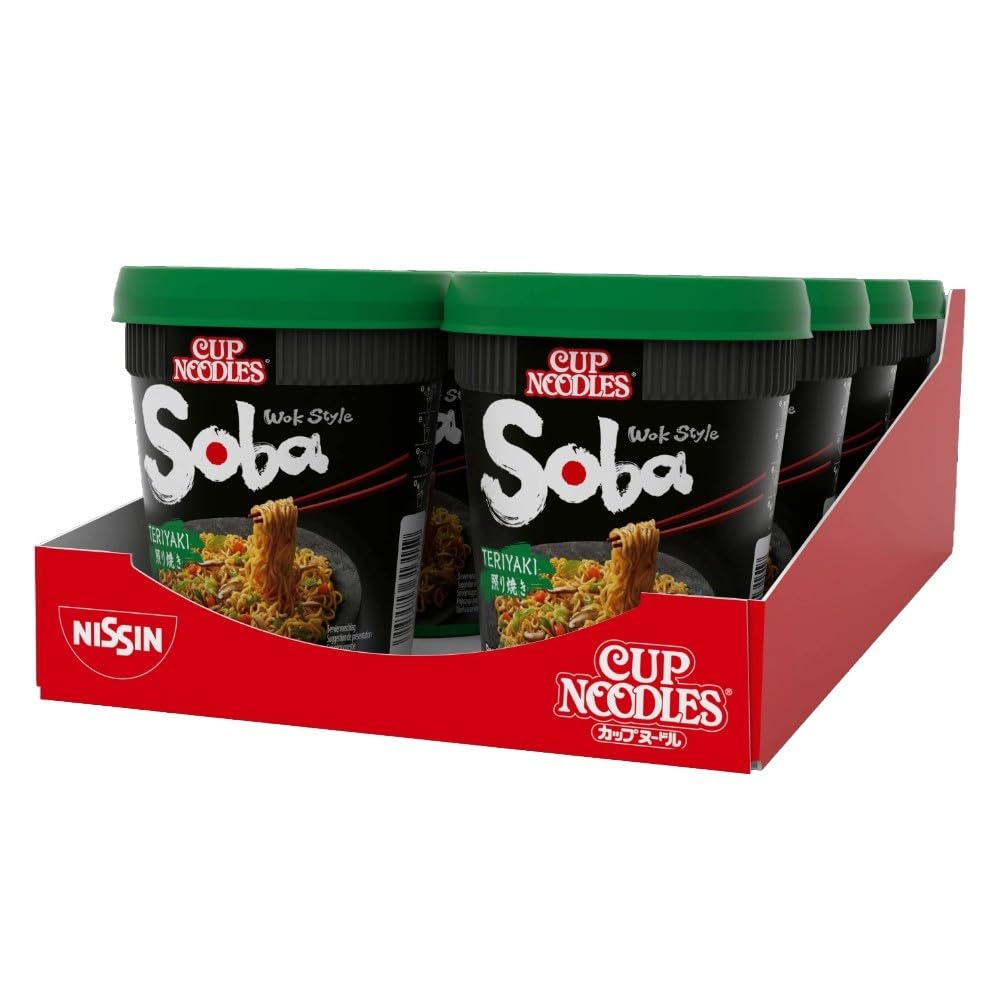NISSIN Cup Noodles Soba Wok Style Teriyaki Flavoured Instant Noodles, 90 g (Pack of 8) 1