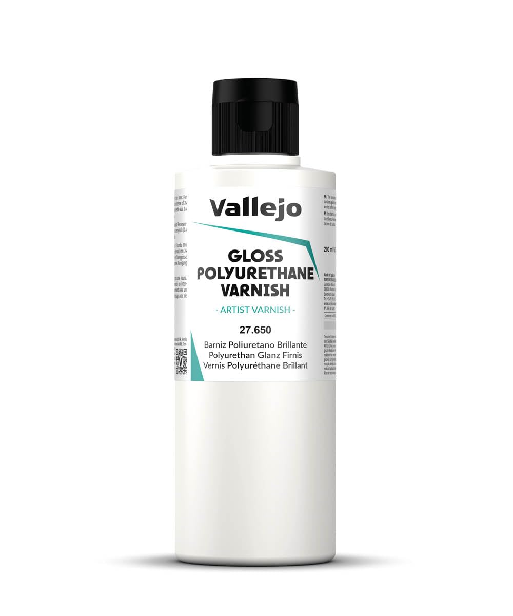 Vallejo Gloss Polyurethane Varnish - Durable Protection for Models | 200 ml | Brush or Airbrush Ready 1