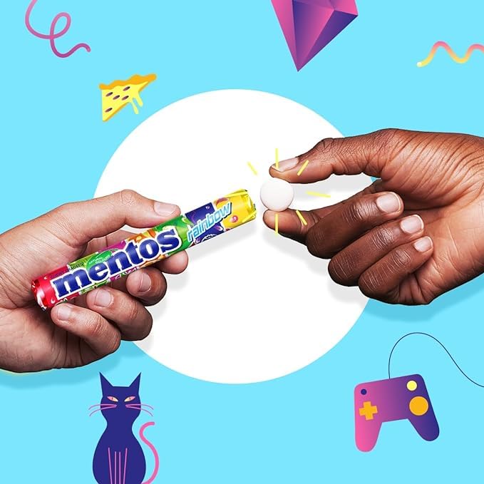 MENTOS Fruit Flavour Soft Mints - Crisp Outer Shell and Soft Centre | 40 Rolls | 940g Bulk Pack 6