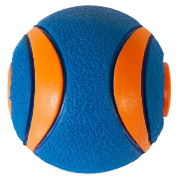 Chuckit! Ultra Squeaker Dog Ball - Medium Natural Rubber Fetch Toy | 3 Pack | Orange 3