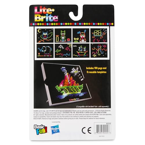 Lite Brite Peg & Template Refill Pack | Light Up Drawing Board with 100 Pegs & 8 Templates 8