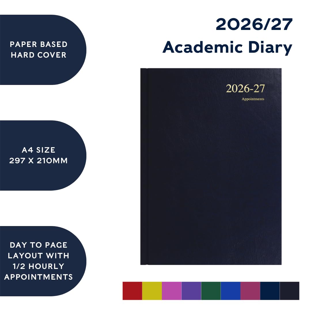 Collins 2026-2027 Essential Academic Year Planner - A4 Day-to-Page Organizer | Dark Pink Hardcover 4
