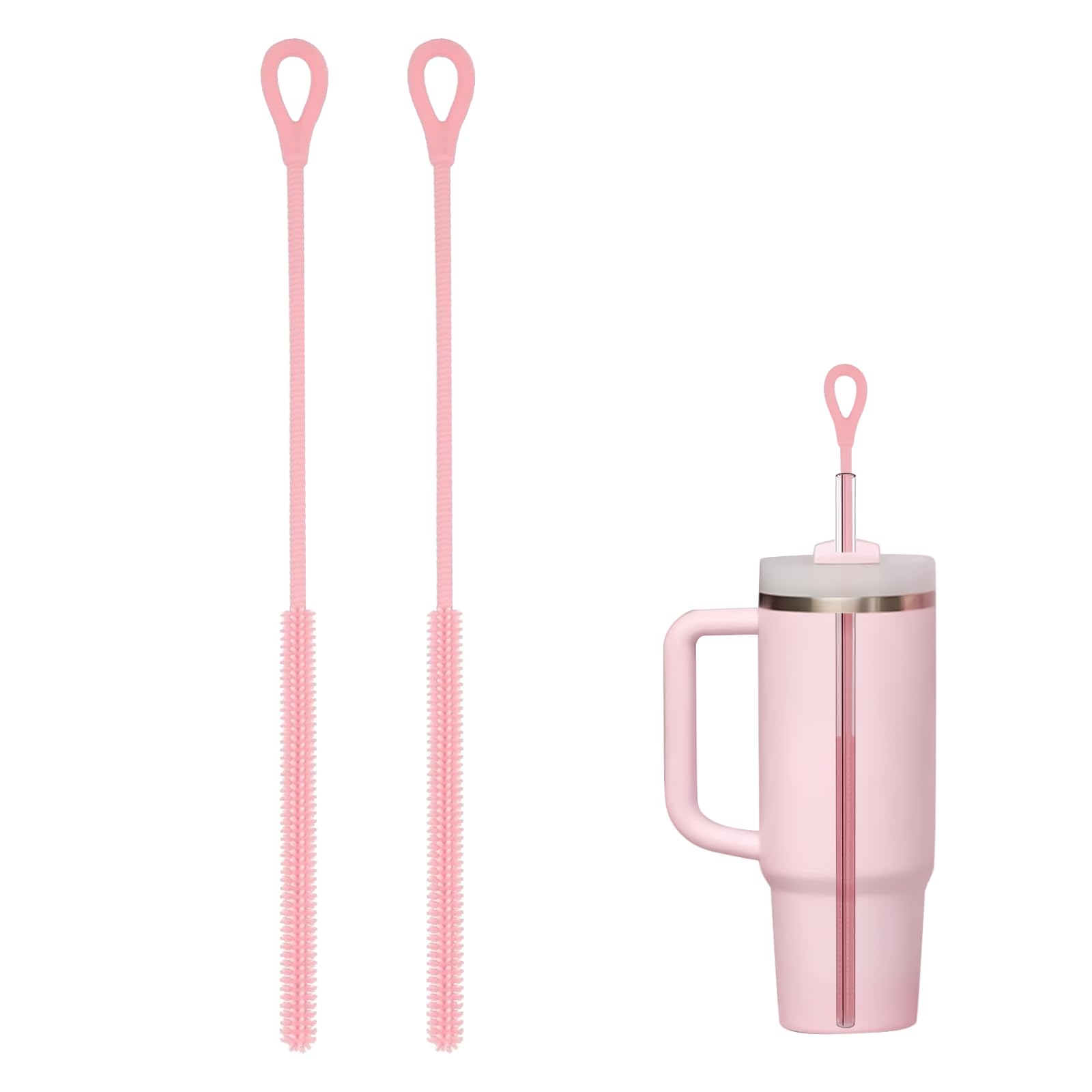 Admygo Silicone Straw Cleaner Brush Set - 2PCS with 6mm & 9mm Heads | 250mm Long