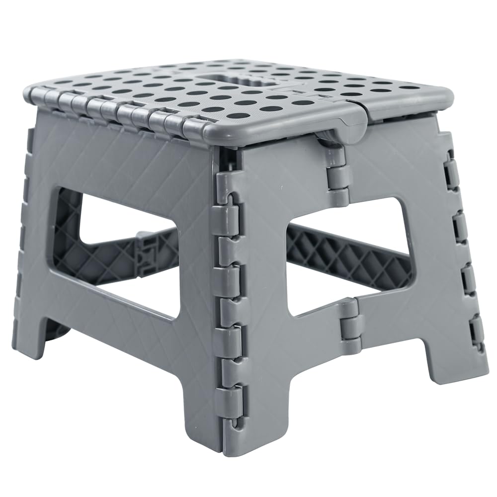 Armo Home Folding Step Stool - Metal Construction, 150 kg Capacity, Grey | 40cm Height 1