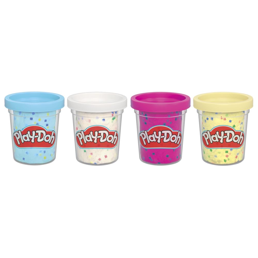 Play-Doh Confetti Compound 4 Pack - Creative Play for Ages 2+ | Non-Toxic Modeling Clay