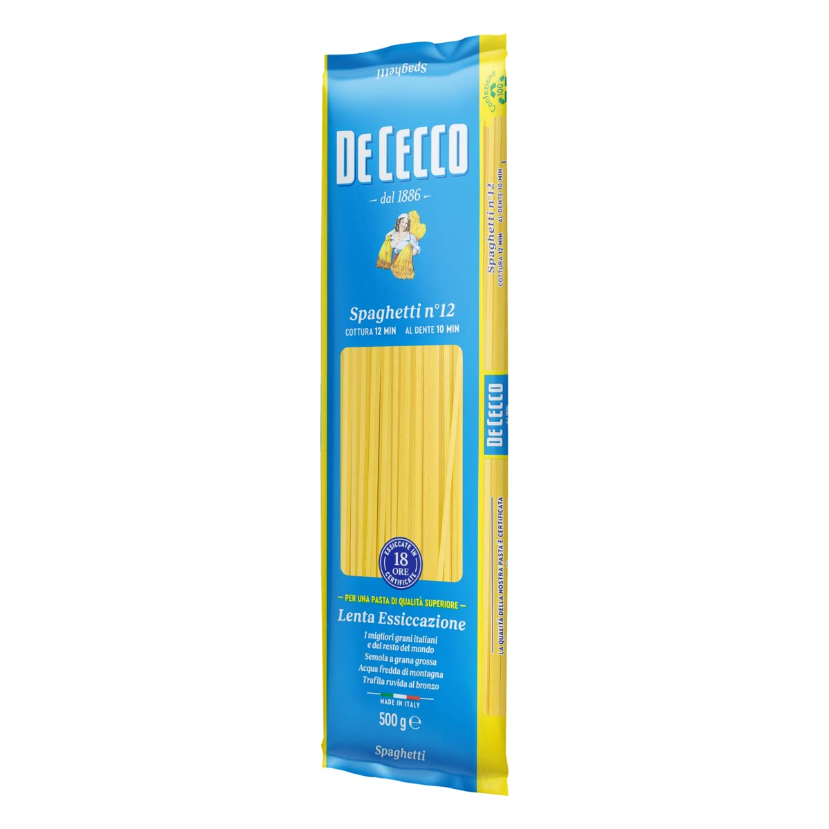 De Cecco Spaghetti No. 12 Pasta - 500g | Bronze Die Cut | Traditional Italian Quality