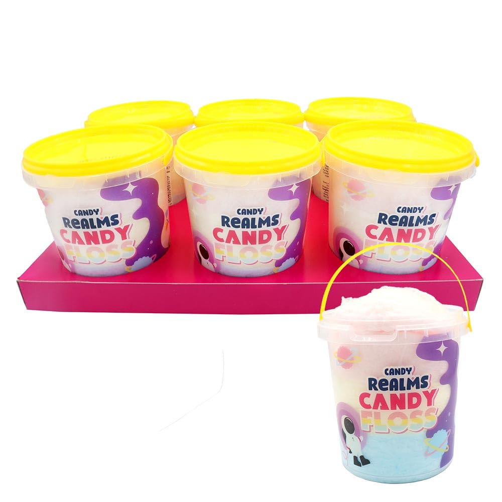 Candy Realms Floss Clouds Bucket, Fruit Flavoured Spun Sugar Classic | 50 g (Pack of 6)