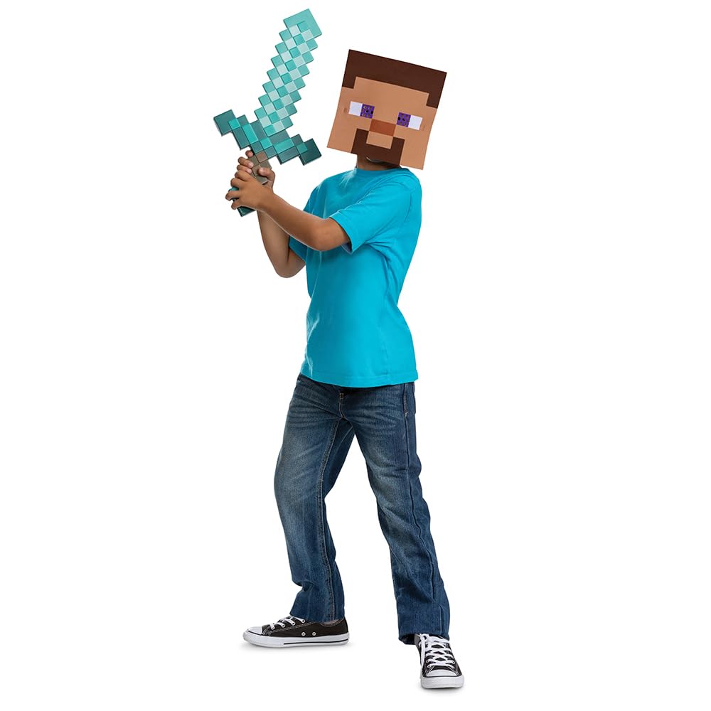 Disguise Minecraft Steve Mask and Diamond Sword Set - Kids Costume Accessories 1