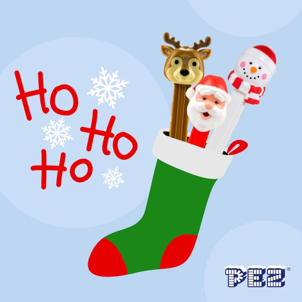 PEZ Christmas Themed Sweet Dispenser Multipack - Santa, Reindeer, Polar Bear, Snowman with Strawberry & Lemon Candy Refills 14