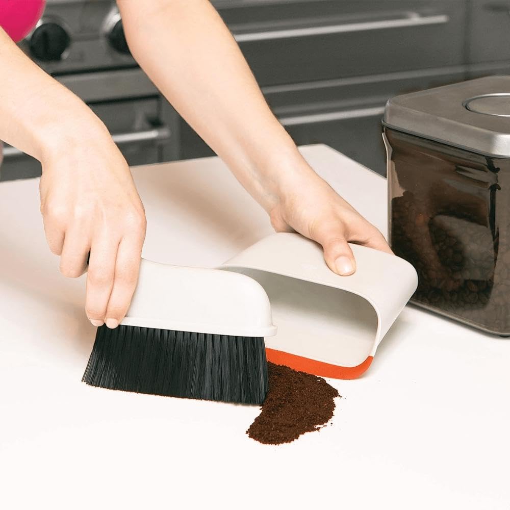 OXO Good Grips Compact Dustpan & Brush Set - Slim Storage | Soft Rubber Lip | Red 7