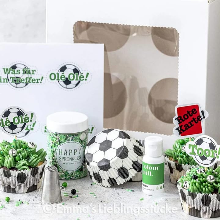 Anniversary House Happy Sprinkles Football Party Mix - Green Edible Cake Decorations | 90g