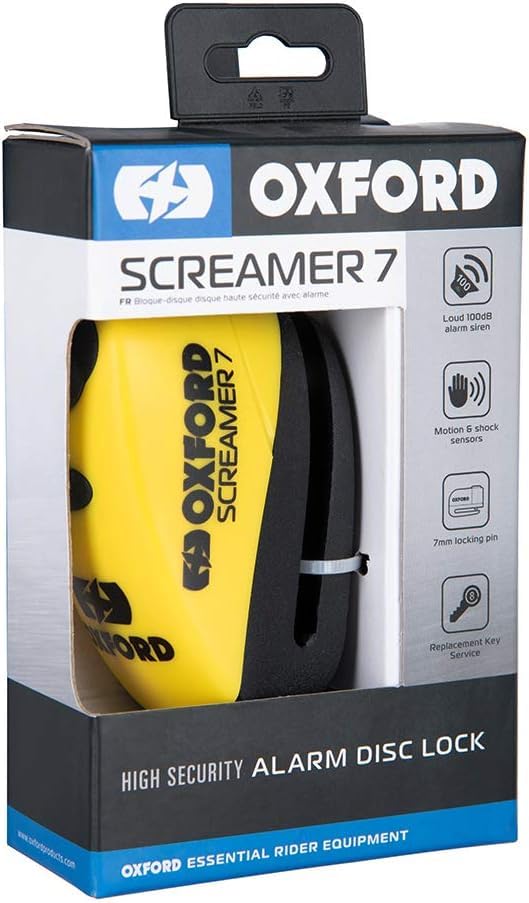 Oxford HD Chain Lock & Screamer 7 Alarm Disc Lock - Heavy Duty Security | 100dB Alarm | Key Replacement Service 6