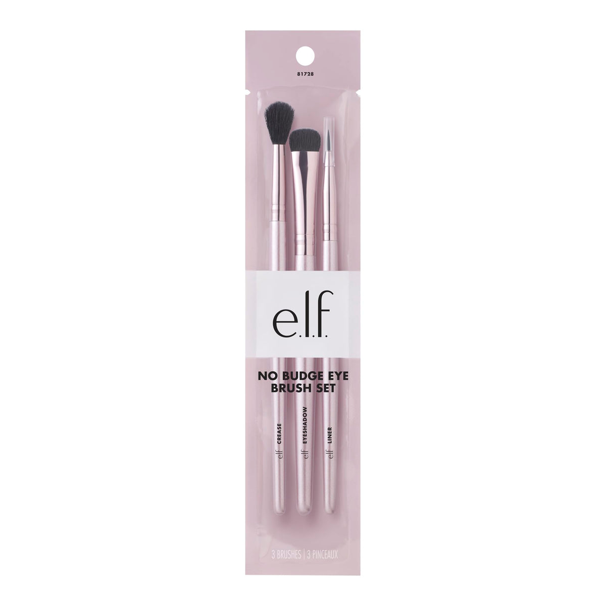 e.l.f. No Budge Brush Trio - 3-Piece Eyeshadow Brush Set