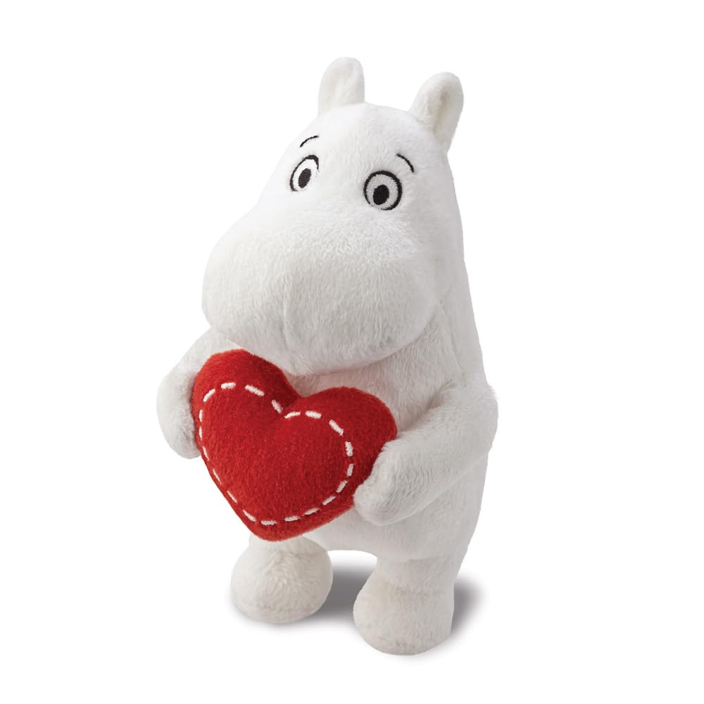 Aurora Moomin Standing with Heart Soft Toy - 6.5 in, White, Suitable from Birth