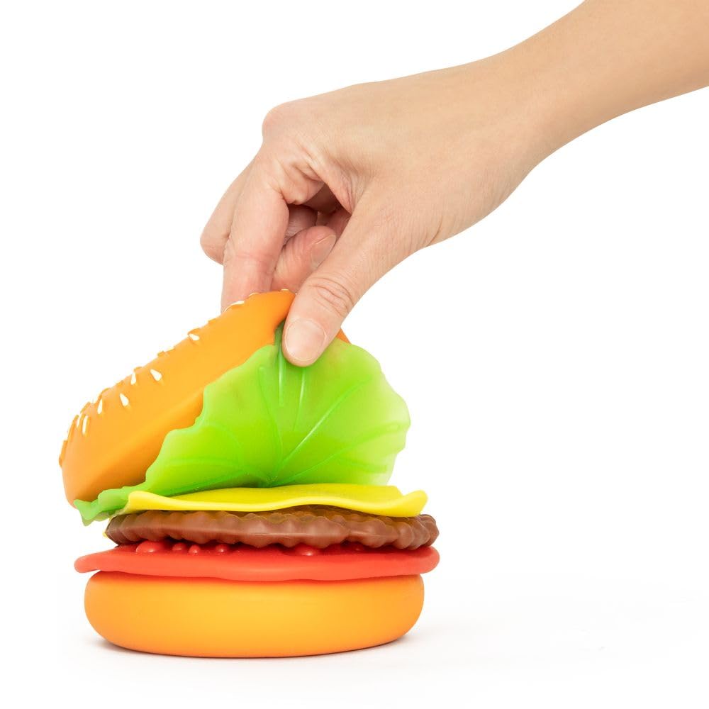Keycraft Jumbo Peel and Play Burger Squishy Toy - Slow-Rising Foam, Sensory Relief, Ages 3+