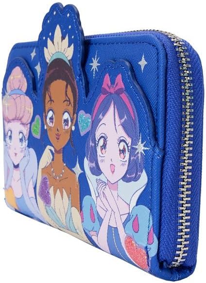 Loungefly Disney Princess Manga Style Zip Around Wallet Blue (WDWA3033)