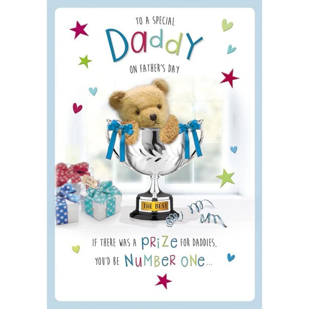 Piccadilly Greetings Father's Day Card for Daddy - Bear in Trophy Design | 9 x 6 inches