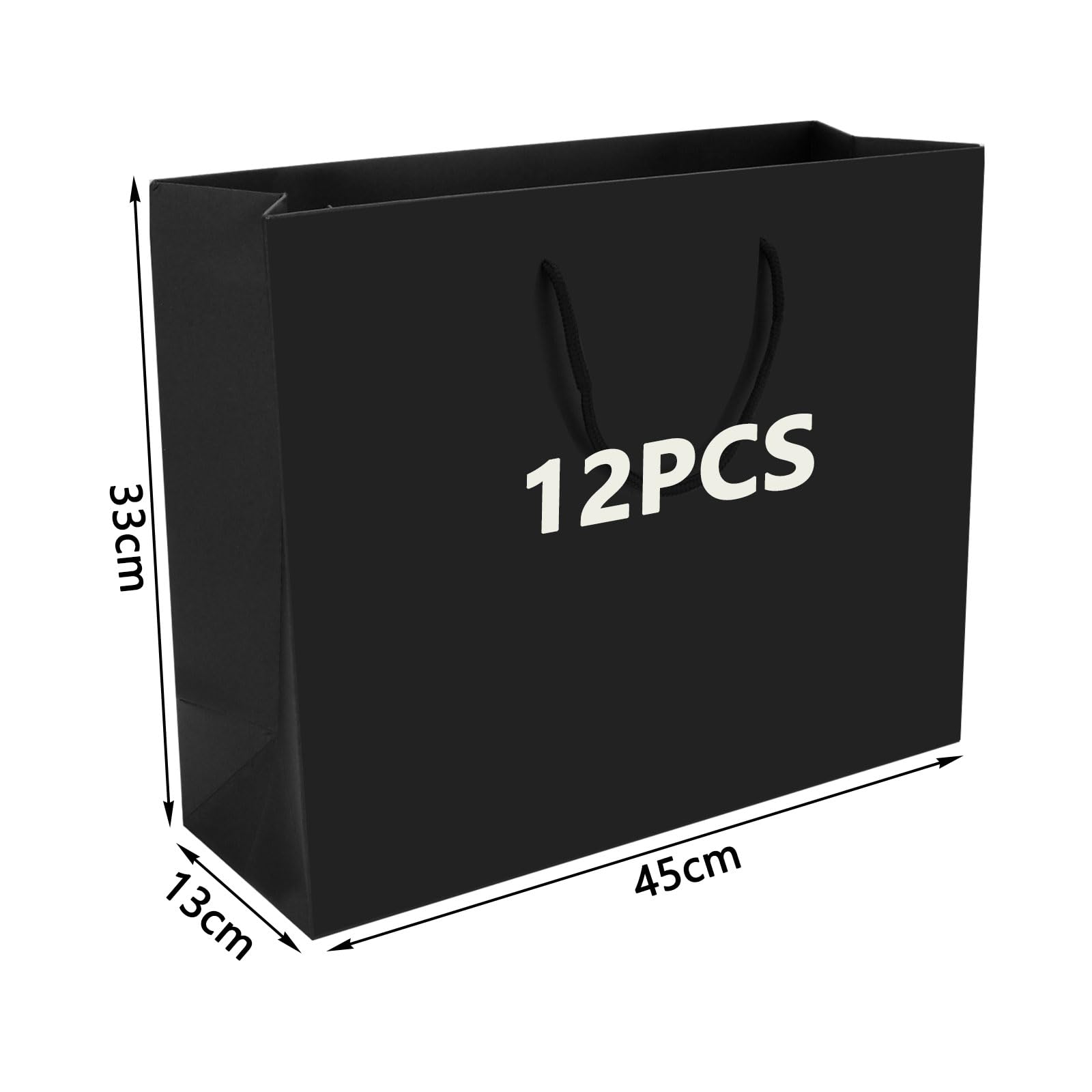 ASelected Large Black Gift Bags - Heavy Cardboard, Reusable, 45x13x33cm | Pack of 12 2