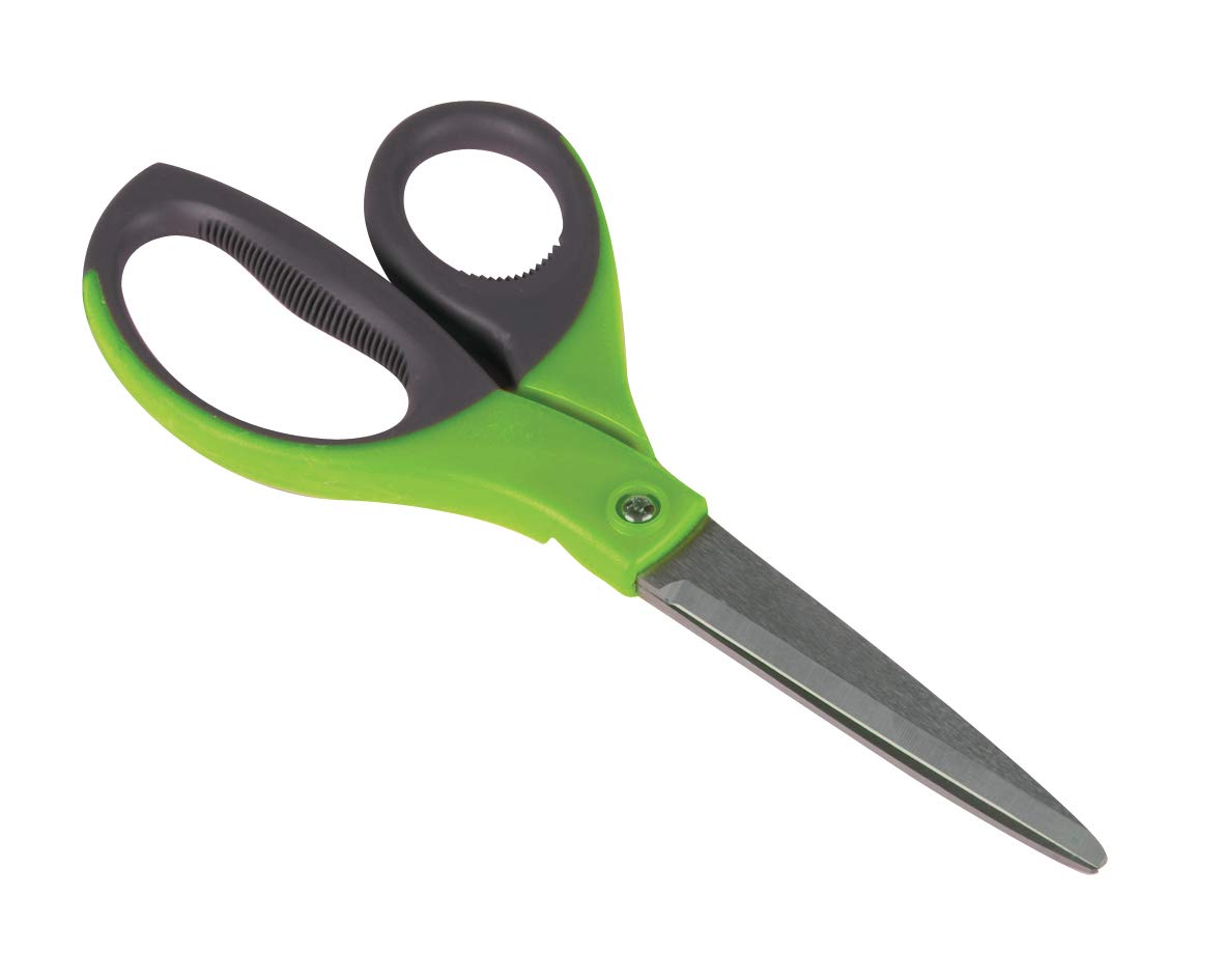 Q-Connect 8-inch Premium Scissors - Stainless Steel Blade | Green and Grey Handle 4