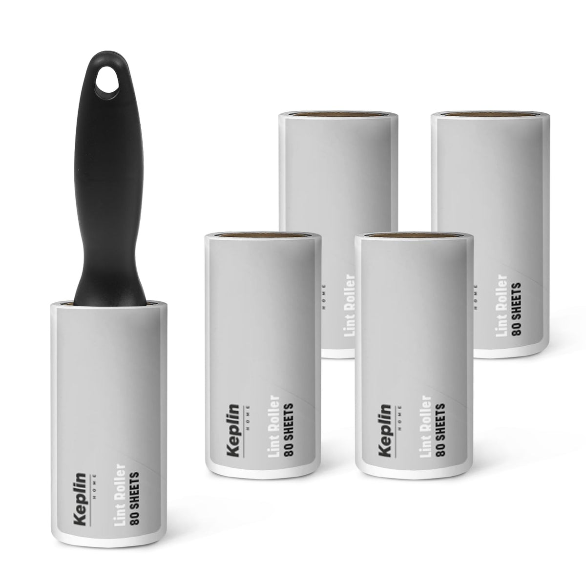 KEPLIN Lint Roller - 4 Refills, 300 Sheets, Black