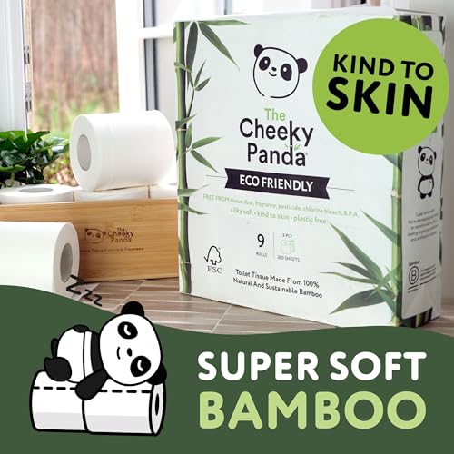 The Cheeky Panda - Bamboo Toilet Paper 9 Rolls | Plastic-Free, FSC-Certified, Hypoallergenic