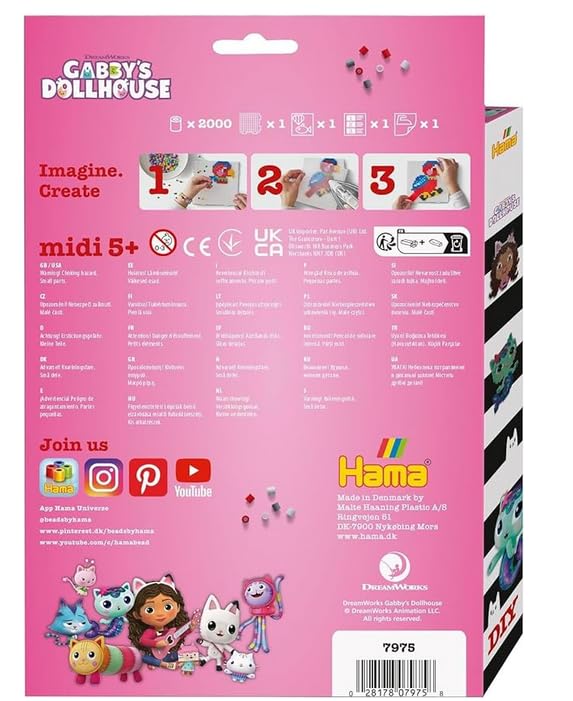 Hama Gabby's Dollhouse 2000 Fuse Beads Craft Kit with Pegboard 15