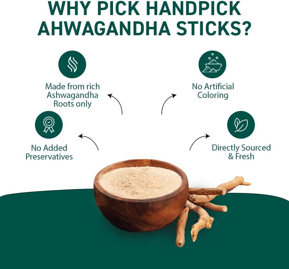 HANDPICK Ashwagandha Root Powder - Withania Somnifera - 100% Natural Non-GMO Vegan Herb from India (200g)