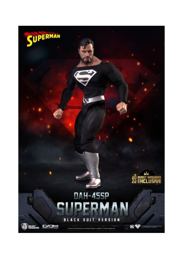 Beast Kingdom Superman Black Suit 1:9 Scale Action Figure - DC Comics Collectible for Ages 15+