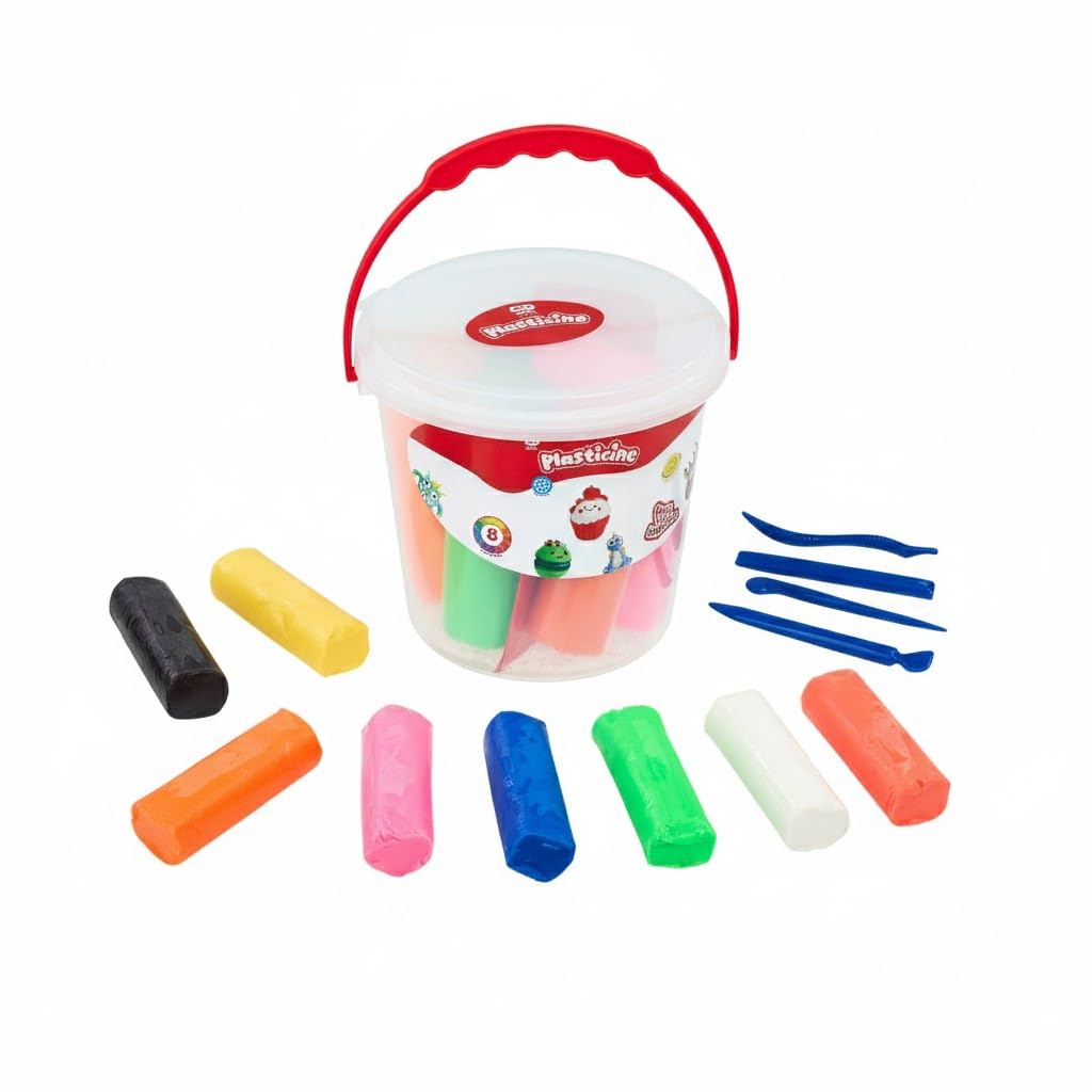 Plasticine The Original Modelling Clay Bucket Set - 8 Sticks, Non-Drying | Ages 3+