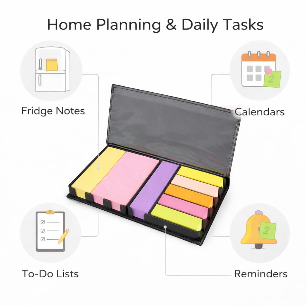 1ABOVE Self-Stick Notes Set with Leather-Like Case and Index Tabs | 1000pc | 7.62x7.62 cm 2