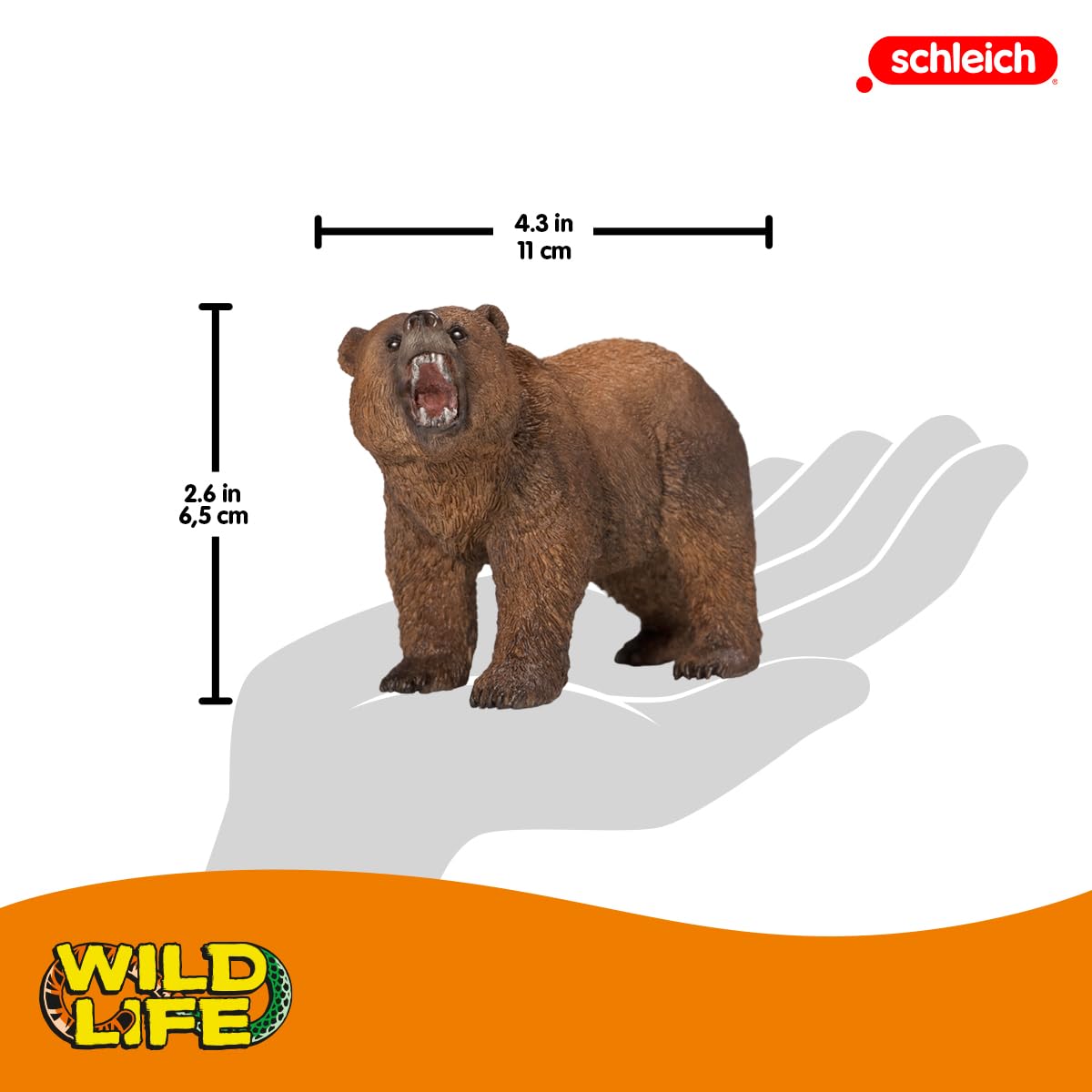 Schleich Wild Life Grizzly Bear Figurine 14685 | 1:37 Scale | Ages 3+ | Hand Painted