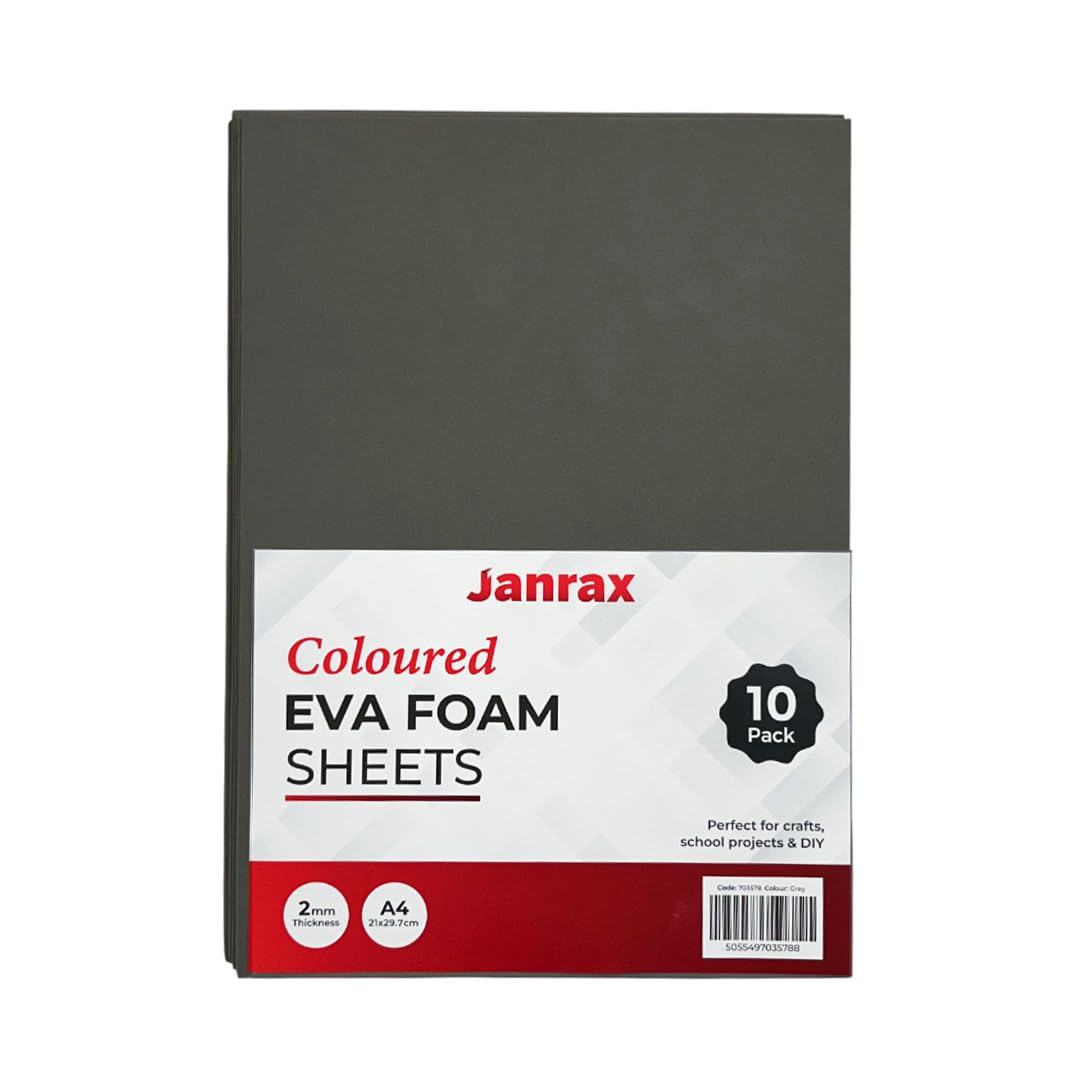 Janrax Grey EVA Foam Sheets A4 2mm Thick Craft Foam | Pack of 10 9