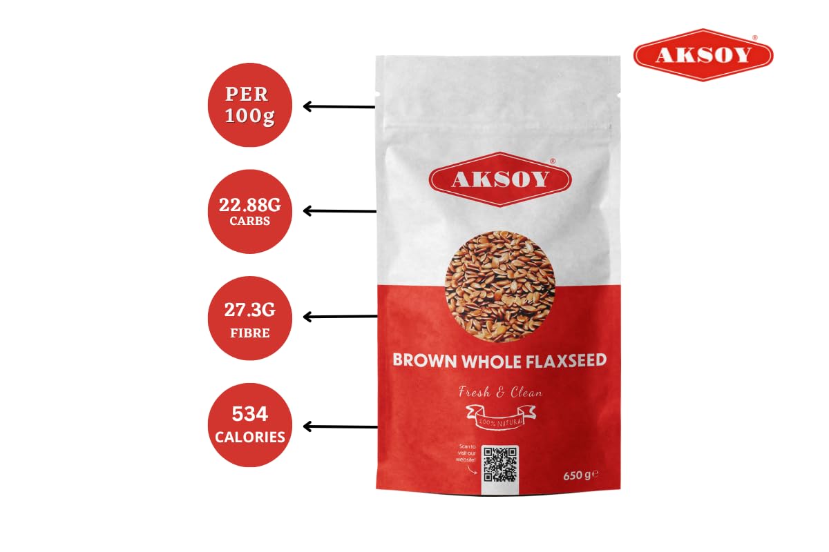 AKSOY Brown Whole Flaxseed (Linseed) - Rich in Omega-3 & Lignans | 650g 8