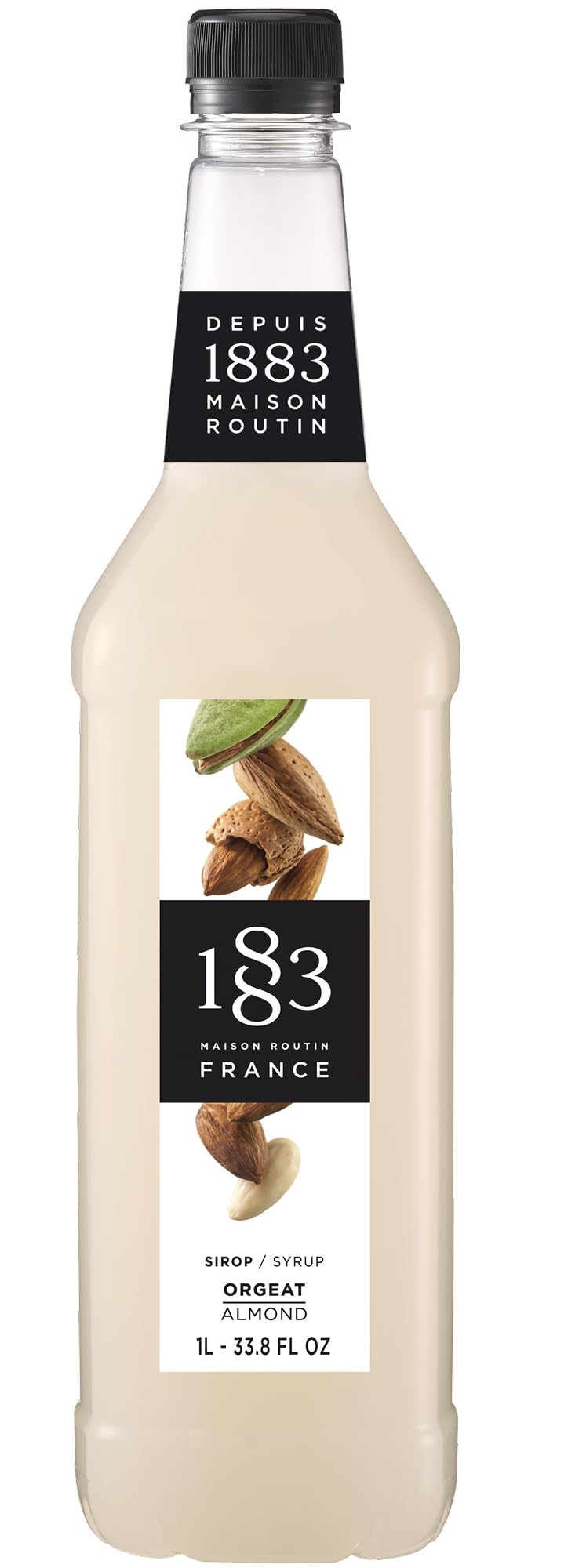 1883 MAISON ROUTIN Premium Almond Syrup - 1L PET Bottle for Coffee, Cocktails, Desserts | Vegan, Natural Flavour 1