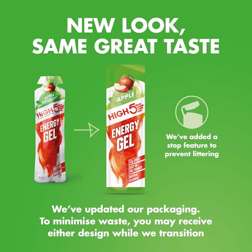 HIGH5 Energy Gels - Apple Flavour Quick Release Carbohydrate Gels for Endurance Sports