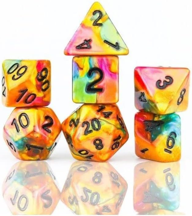 Sirius Dice Rainbow Gold Multicolor Polyhedral Dice Set (224299)