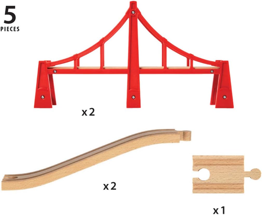 BRIO World Double Suspension Train Bridge - Wooden Train Set Accessory for Kids 3+ 7