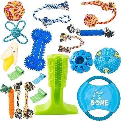 Fur & Bone Dog Chew Toys - 18 Pack Natural Cotton Rope for Small to Medium Puppies 1