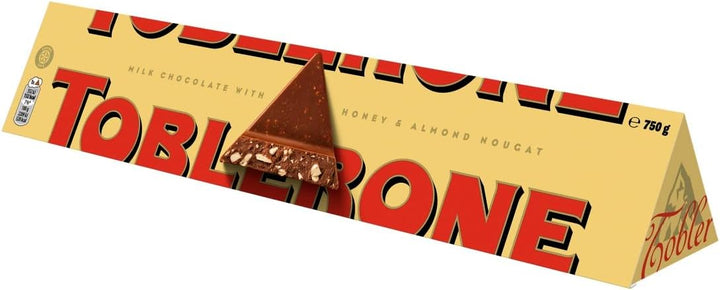 Toblerone Swiss Milk Chocolate Bar with Honey and Almond Nougat 750g