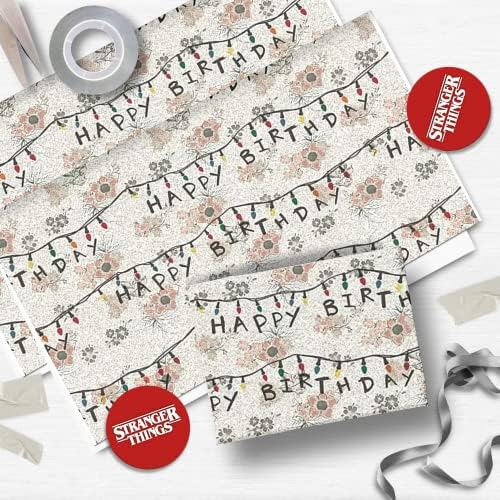 Danilo Promotions LTD Stranger Things Gift Wrapping Paper - 4 Sheets & 4 Tags | 70cm x 50cm 7