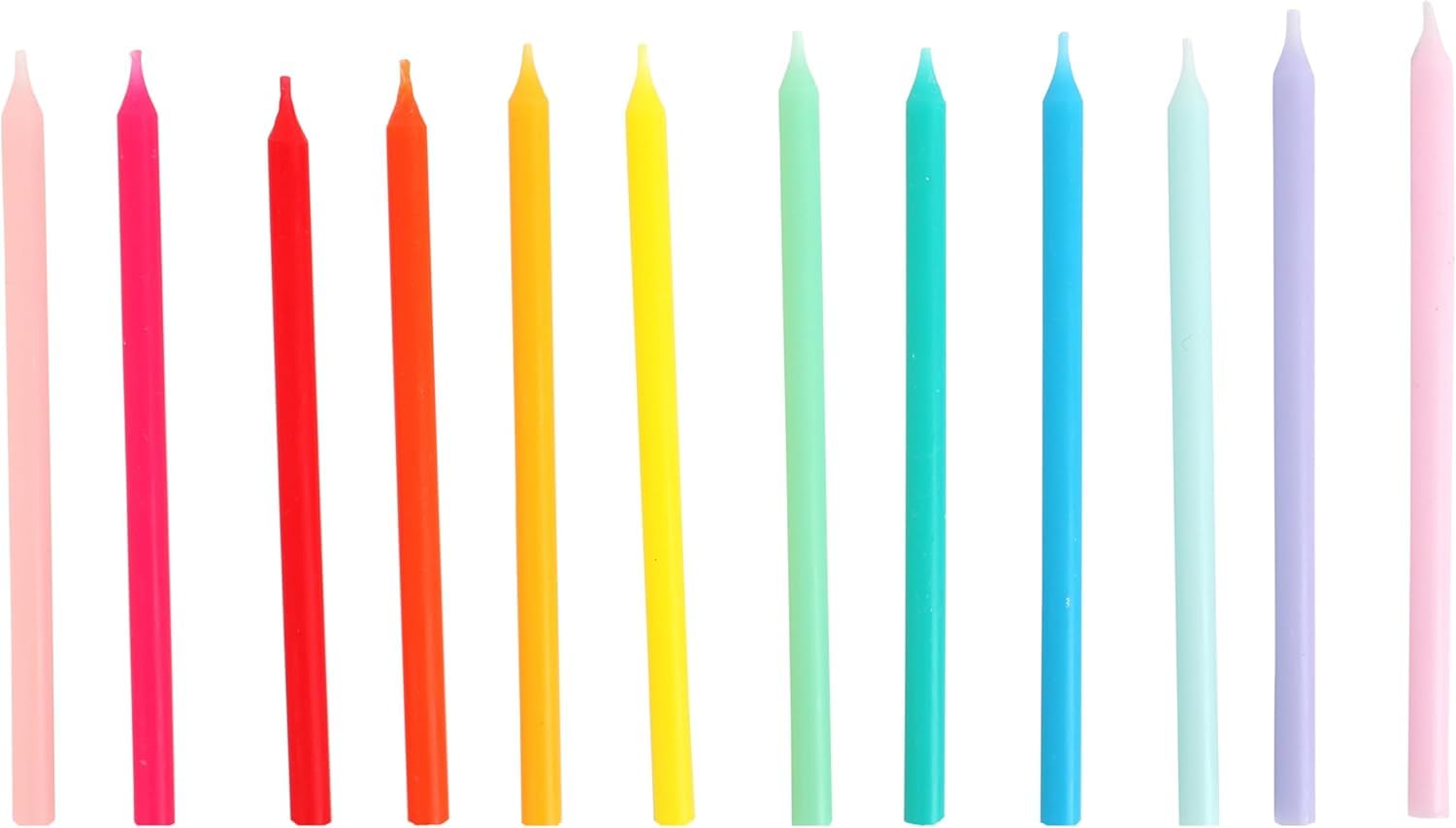 Talking Tables 24 Pack Rainbow Birthday Candles - 6cm Slim Wax Cake Topper | Clean Burn 4
