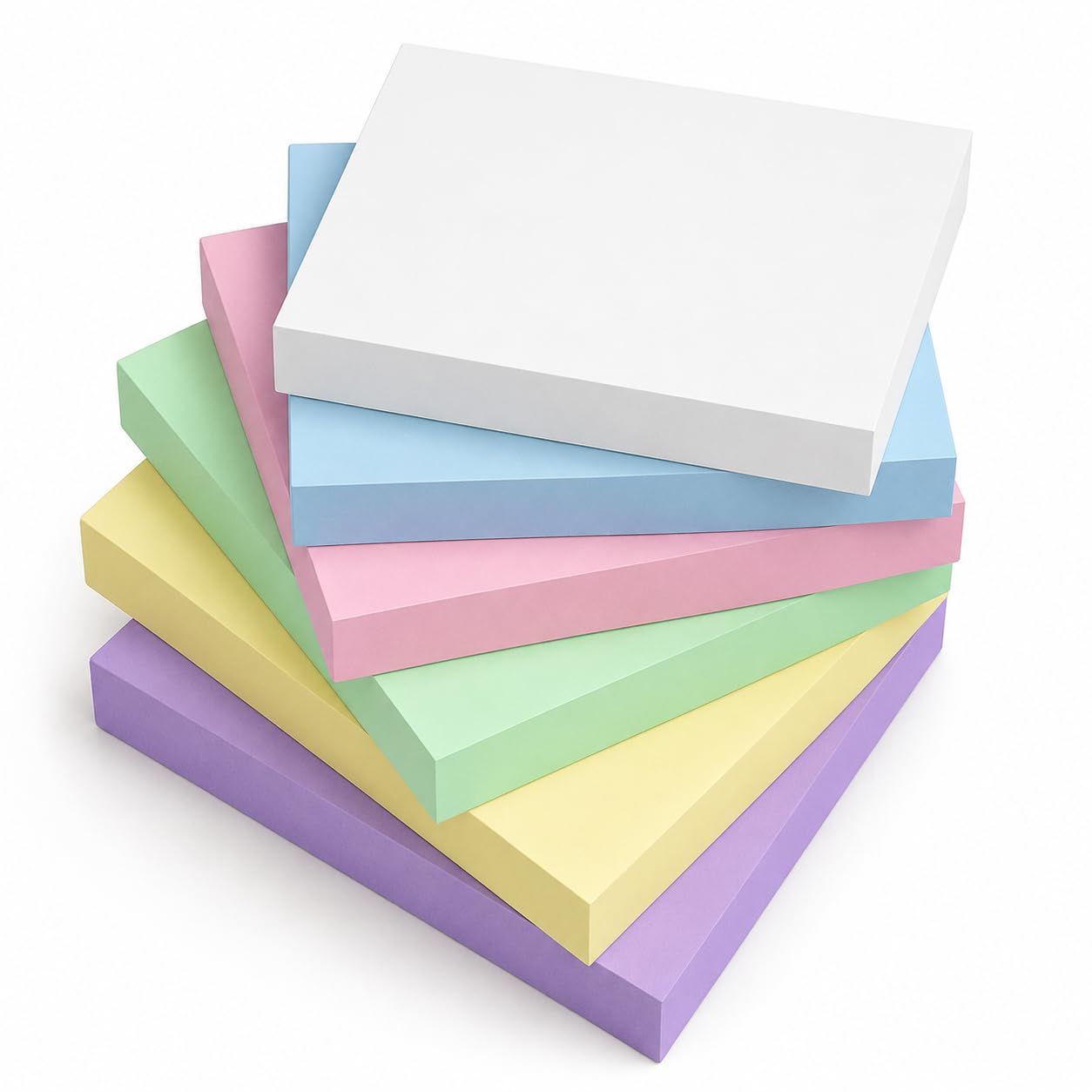 JADUFHU Super Sticky Pastel Self-Stick Notes - 600 Sheets, 76x76mm