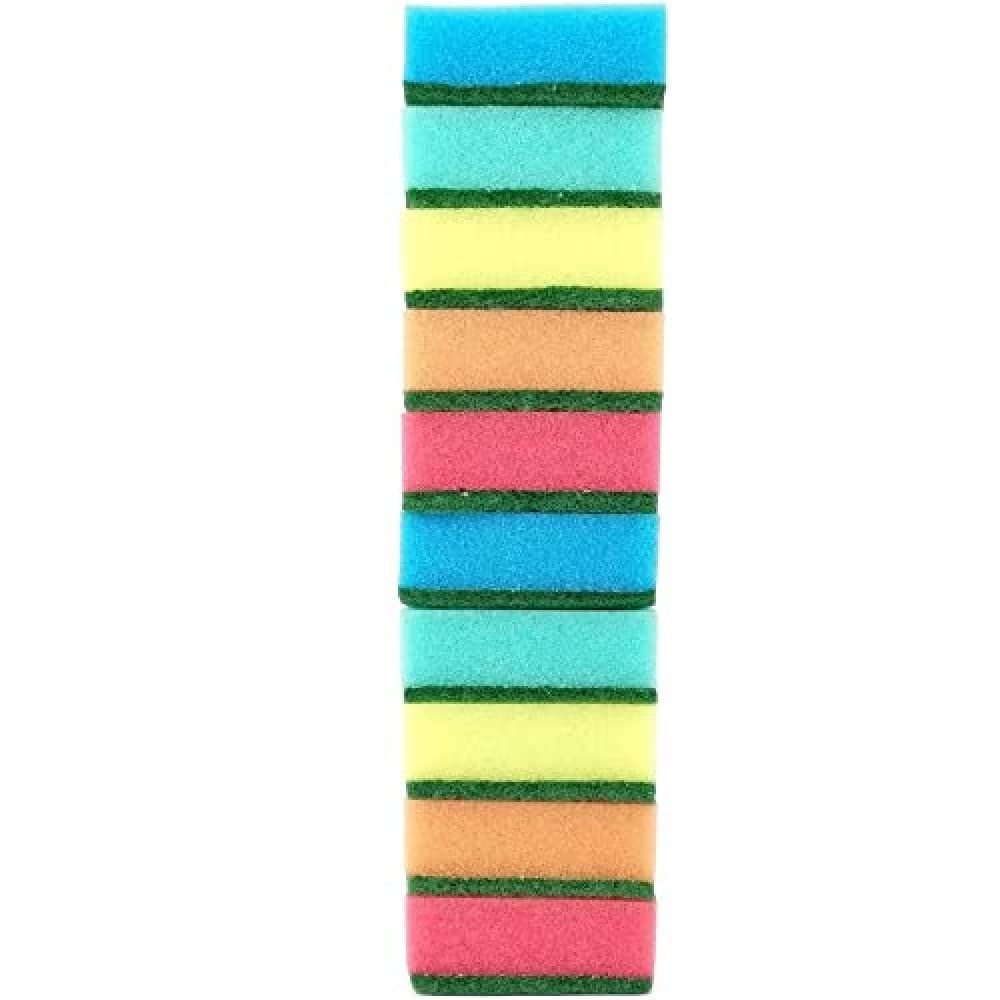 IDEA HOME Dishwashing Sponge - Dual-Sided Cleaning | Pack of 10 | Multicolor 1