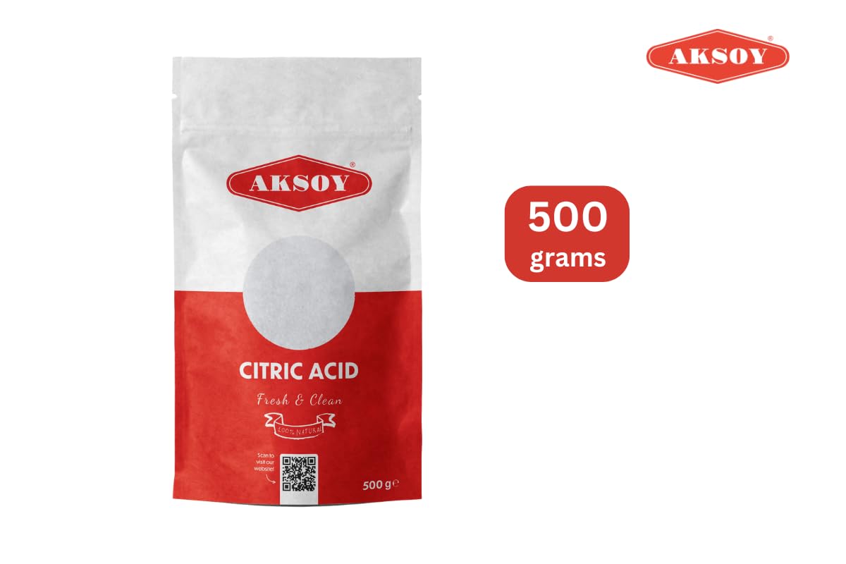 AKSOY Food Grade Citric Acid - 500g Anhydrous Granules | Non-GMO De-Scaler 9