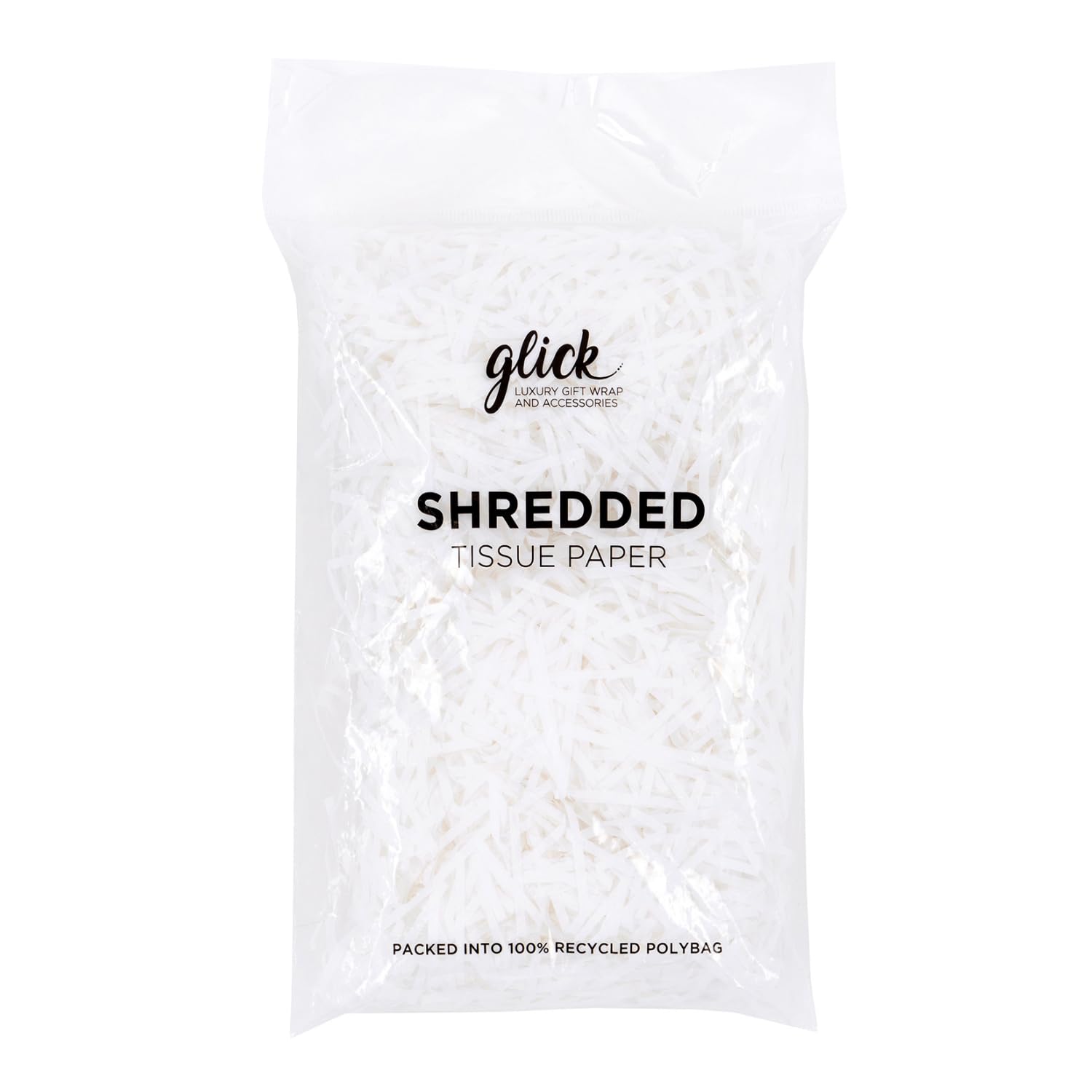 Glick Shredded White Tissue Paper - 30g Bag for Gifts & Hampers | Fully Recyclable 1