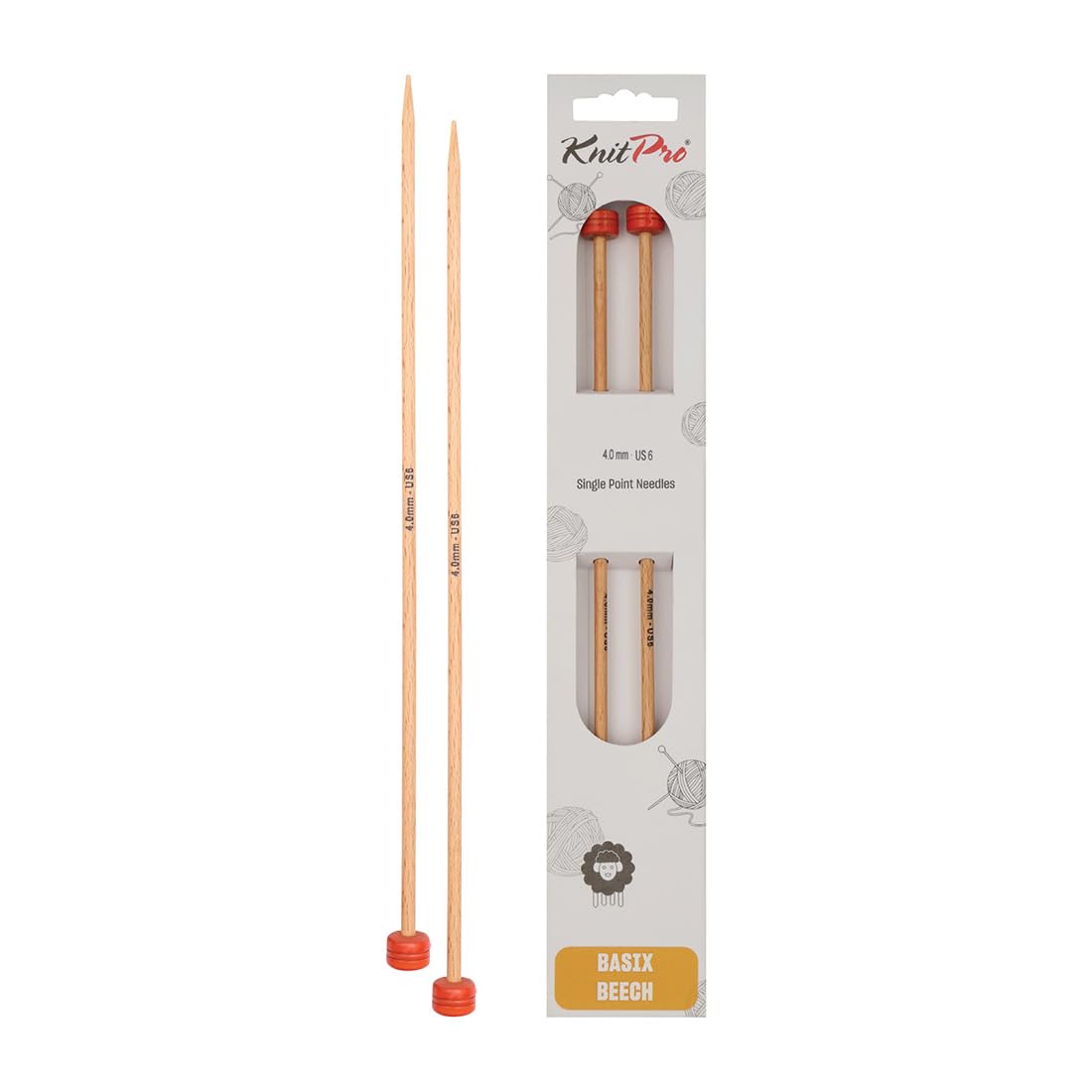 KNITPRO Basix Single Pointed Knitting Needles - 4.00mm x 25 cm, Beech Wood | Beginner Friendly 1
