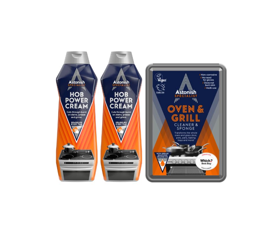 Astonish Specialist Hob Cream Cleaner & Oven/Grill Cleaner Bundle - Tough on Burnt-On Stains | 3 Items (2x 500ml)